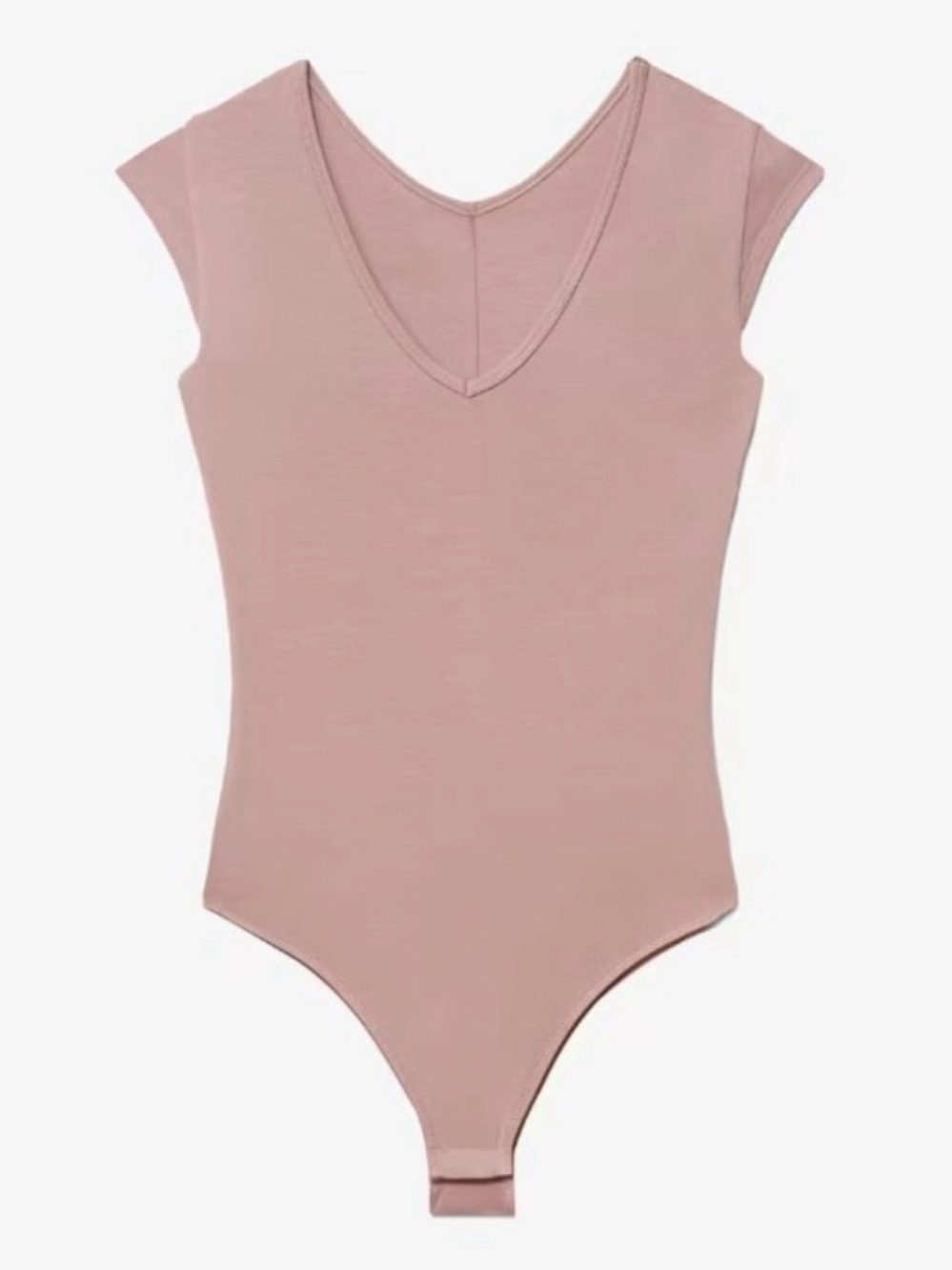 Everlane V-neck cap-sleeve bodysuit in mauve